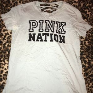 Lace up back VS Pink Tee